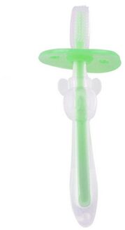 Baby Zachte Chewable Buigbare Bijtring Training Tandenborstel Borstel Voor Zuigelingen Vroege Training Tandenborstel groen