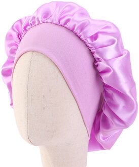 Baby Zijdeachtig Satijn Effen Breedgerande Slapen Hoed Meisje Nachtrust Haar Cap Motorkap Slaapmutsje Voor Kinderen Unisex Haar tool Paars