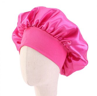 Baby Zijdeachtig Satijn Effen Breedgerande Slapen Hoed Meisje Nachtrust Haar Cap Motorkap Slaapmutsje Voor Kinderen Unisex Haar tool roos rood