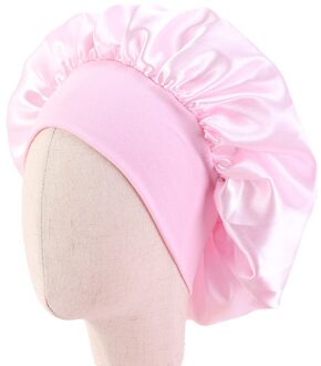 Baby Zijdeachtig Satijn Effen Breedgerande Slapen Hoed Meisje Nachtrust Haar Cap Motorkap Slaapmutsje Voor Kinderen Unisex Haar tool Roze