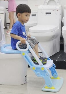 Baby Zindelijkheidstraining Seat Kinderen Potje Met Verstelbare Ladder Zuigeling Toiletbril Wc Training Klapstoel blauw