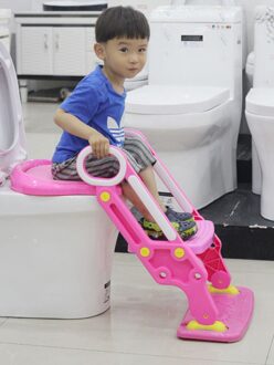 Baby Zindelijkheidstraining Seat Kinderen Potje Met Verstelbare Ladder Zuigeling Toiletbril Wc Training Klapstoel roze