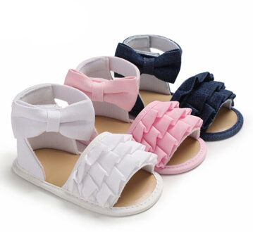 Baby Zomer Sandalen Baby Jongens Meisjes Baby Soft Crib Schoenen Leuke Schoenen Strik Solid Candy Kleur Verstoorde Sandalen 0-18 M Blauw / 7-12 Months