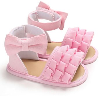 Baby Zomer Sandalen Baby Jongens Meisjes Baby Soft Crib Schoenen Leuke Schoenen Strik Solid Candy Kleur Verstoorde Sandalen 0-18 M wit / 7-12 Months