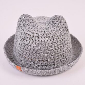 Baby Zonnehoed Ademend Met Oren Strand Kids Snapback Hoeden Cnew Stro Baby Cap Voor Jongen Meisje Solid Zomer Inderen baseball Caps Grijs