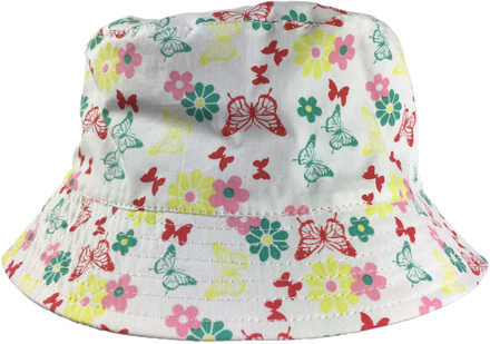 Baby zonnehoedje met gekleurde vlinders omkeerbaar wit one size