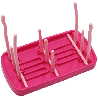 Baby Zuigfles Droogrek Baby Fles Opslag Afvoer Rack Tepel Plank Voeden Bekerhouder Rack roos rood