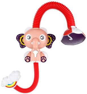 Babybadje Speelgoed Leuke Elektrische Olifant Waterpomp Met 360 Graden Aangepast Slang Baby Bad Douchekop Uitloop Rinser Douche speelgoed rood