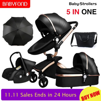Babyfond -New baby stroller Eco-leather 3 in 1 light weight four shock absorbers EU free shipping