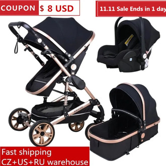 Babyfond Stroller High Landscape Baby Stroller 3 in 1 With Car Seat Folding Baby Carriage for 0-3 Years Two Way Newborn Pram