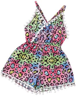 Babykleertjes Peuter Baby Meisjes Ruches Bloemen Gedrukt Backless Jarretel Romper Jumpsuit Kleding Set Baby Meisje Kleding 100