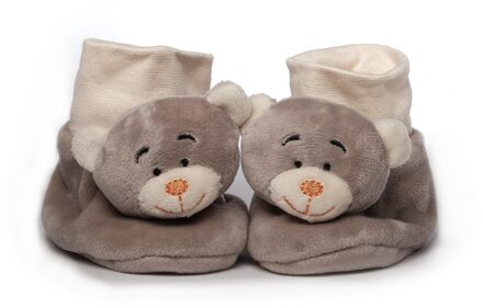 Babyslofjes pluche grijze beer - One size