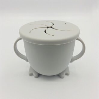 Babyvoeding Cups Baby Leren Drinkware Siliconen Spill Proof Sippy Cups Met Deksels Niveau Indicator Baby Open Cup Voor Peuters grijs