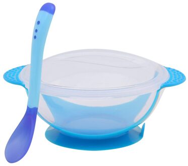 Babyvoeding Gerechten Lepel Set Zuignap Training Kom Antislip Kom Servies Set Veilig Niet Giftig blauw bowl