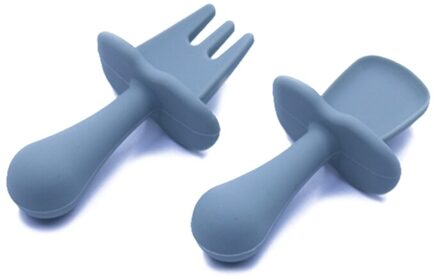 Babyvoeding Lepel Vork Set Zachte Siliconen Voeden Bestek Set Training Lepel DS