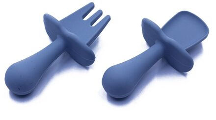 Babyvoeding Lepel Vork Set Zachte Siliconen Voeden Bestek Set Training Lepel ER