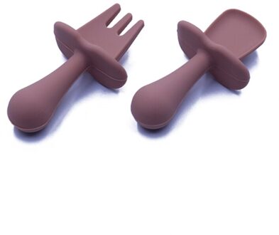 Babyvoeding Lepel Vork Set Zachte Siliconen Voeden Bestek Set Training Lepel MC
