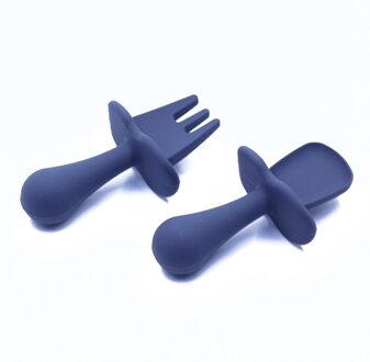 Babyvoeding Lepel Vork Set Zachte Siliconen Voeden Bestek Set Training Lepel SG