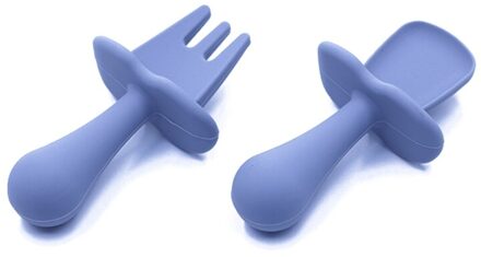 Babyvoeding Lepel Vork Set Zachte Siliconen Voeden Bestek Set Training Lepel TS