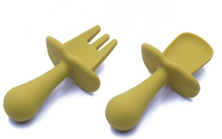 Babyvoeding Lepel Vork Set Zachte Siliconen Voeden Bestek Set Training Lepel