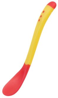 Babyvoeding Veilig Lepel Vork Zachte Siliconen Temperatuur Sensing Kids Servies Peuter Babyvoeding Lepel Baby Leren Gerechten geel lepel