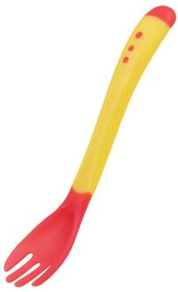 Babyvoeding Veilig Lepel Vork Zachte Siliconen Temperatuur Sensing Kids Servies Peuter Babyvoeding Lepel Baby Leren Gerechten geel vork