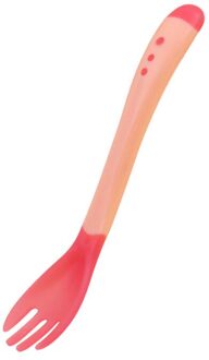 Babyvoeding Veilig Lepel Vork Zachte Siliconen Temperatuur Sensing Kids Servies Peuter Babyvoeding Lepel Baby Leren Gerechten roze vork