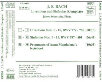 Bach: Complete Inventions and Sinfonias / Janos Sebestyen