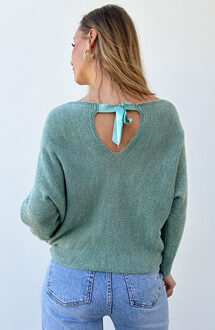 Back Bow Detail Sweater Mint Mintgroen