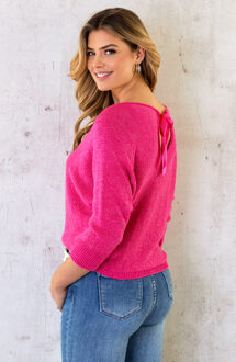 Back Bow Detail Sweater Roze Koraalrood