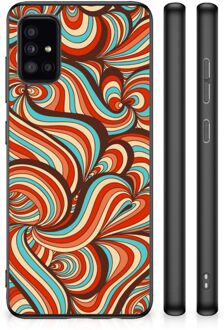 Back Case Siliconen Hoesje Samsung Galaxy A51 Smartphone Hoesje met Zwarte rand Retro