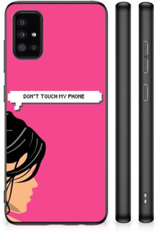 Back Case Siliconen Hoesje Samsung Galaxy A51 Smartphone Hoesje met Zwarte rand Woman Don't Touch My Phone