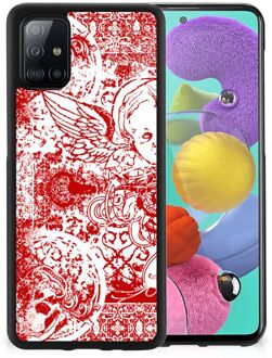 Back Case TPU Siliconen Hoesje Samsung Galaxy A51 GSM Hoesje met Zwarte rand Angel Skull Red