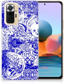 Back Case TPU Siliconen Hoesje Xiaomi Redmi Note 10 Pro Smartphone hoesje Angel Skull Blue