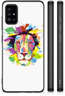 Back Cover Siliconen Hoesje Super als Cadeautjes voor Jongens Samsung Galaxy A51 Telefoonhoesje met Zwarte rand Lion Color