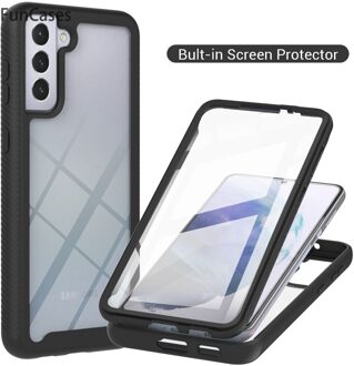 Back Covers Voor Coque Samsung S21 Plus Csse Bult-In Screen Protector Frame Phone Case Samsung Galaxy Capa S21 plus 5G Strass zwart met Film case