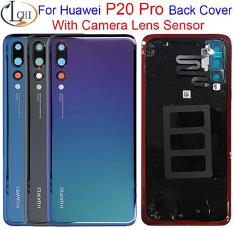 Back Glas Voor Huawei P20 Pro Batterij Cover Case Deur + Camera Lens Sensor P20 Pro Terug cover CLT-L09 CLT-L29 blauw