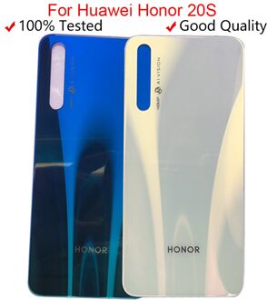 Back Glass Cover Voor 6.26 "Huawei Honor 20 4s Batterij Cover Back Panel Honor 20S Achter Glazen Deur behuizing Case Met Lijm blauw nee lens
