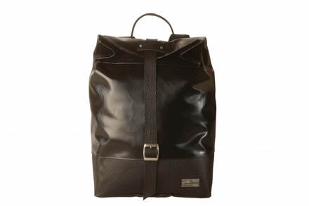 Back-Pack Leather-Belt Black Zwart - 14 x 33 x 43/55 cm (d x b x h)