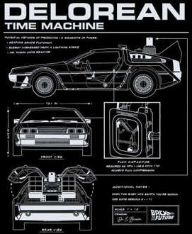 Back To The Future DeLorean Schematic Dames Trui - Zwart - L