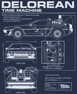 Back to the future Delorean Schematic Hoodie - Navy - L