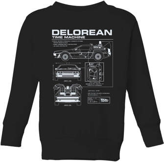 Back To The Future Delorean Schematic Kids' Sweatshirt - Black - 134/140 (9-10 jaar) Zwart - L