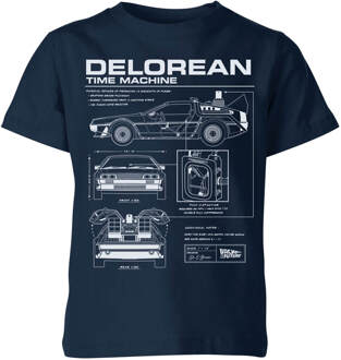 Back To The Future Delorean Schematic Kids' T-Shirt - Navy - 110/116 (5-6 jaar)