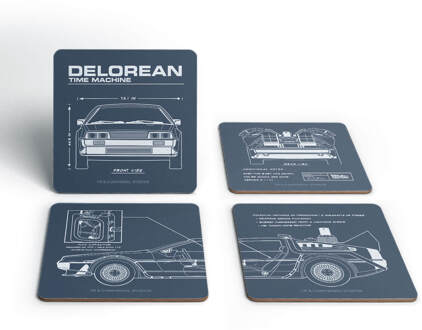 Back To The Future Delorean Schematic Onderzetters (Set van 4)