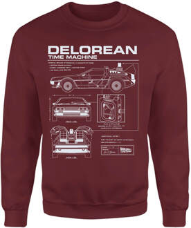 Back To The Future Delorean Schematic Sweatshirt - Burgundy - L Rood