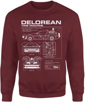 Back To The Future Delorean Schematic Sweatshirt - Burgundy - M - Burgundy