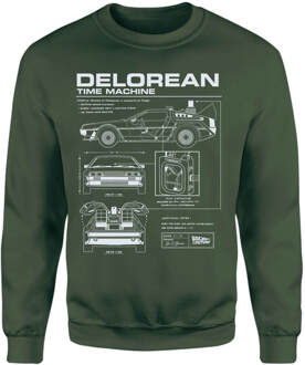 Back To The Future Delorean Schematic Sweatshirt - Green - XL - Groen