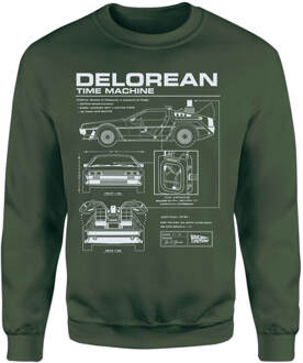 Back To The Future Delorean Schematic Sweatshirt - Green - XS Groen