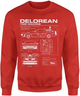 Back To The Future Delorean Schematic Sweatshirt - Red - L - Rood