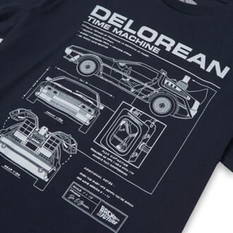 Back To The Future DeLorean Schematic T-shirt - Navy - M Blauw